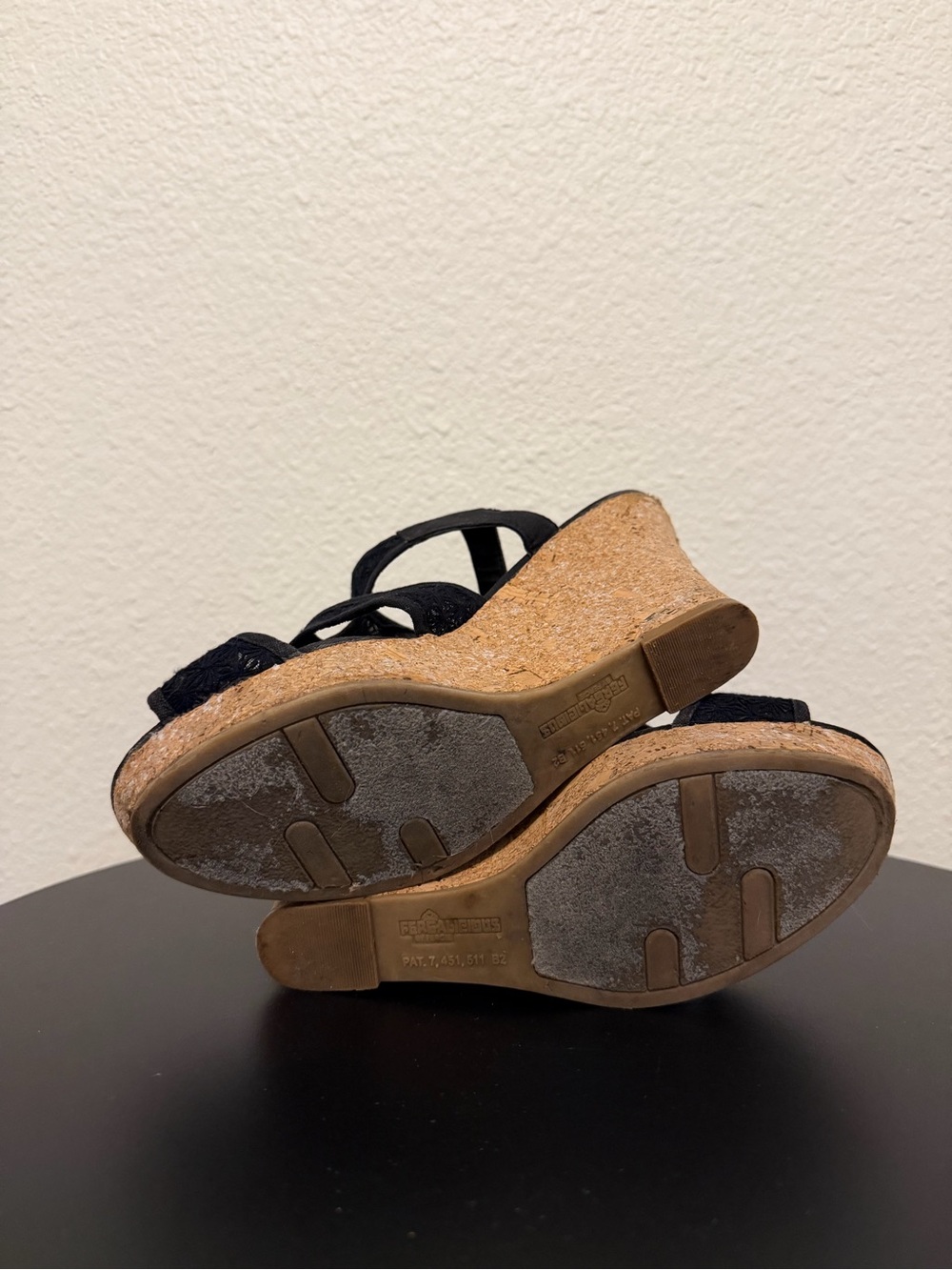 Fergalicious Black Cork Wedge Sandals with Cutout Upper - Picture 5 of 5